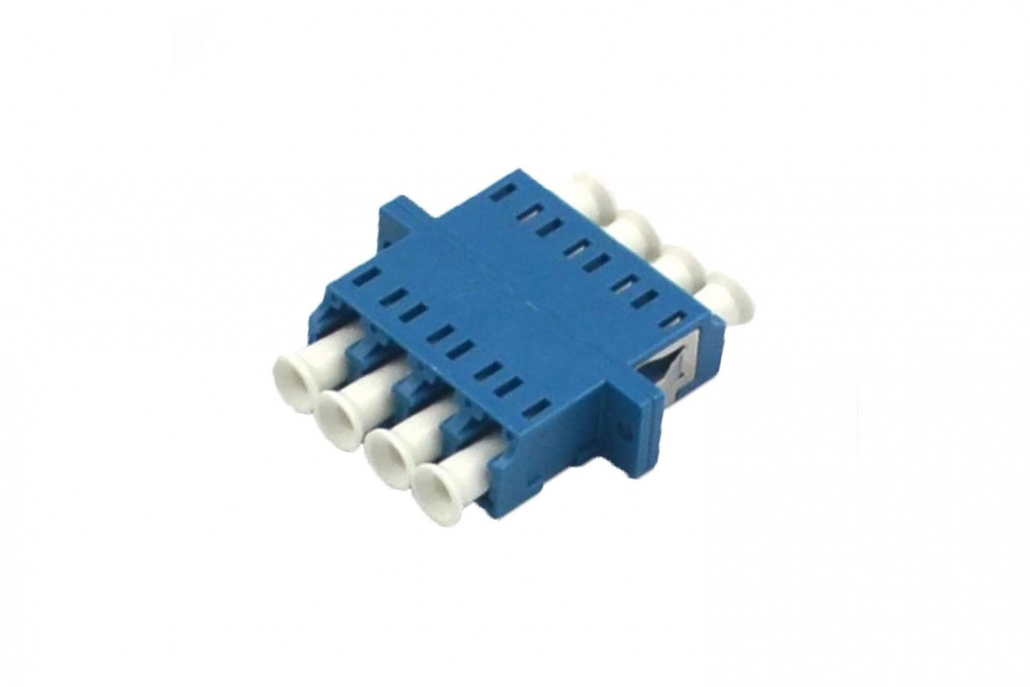 LC UPC SM Quad Adapter Fiber Optic Coupler With Flange Spring Optical