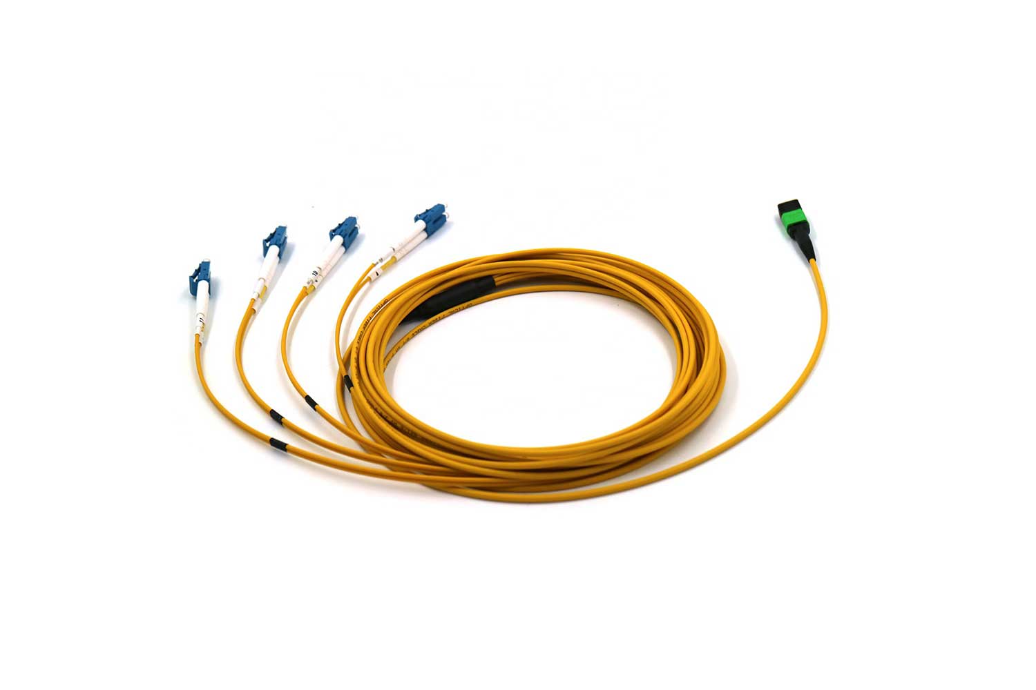 QSFP MPO/MTP to 4 LC Duplex Fiber Optical Breakout Patch Cord - Spring ...